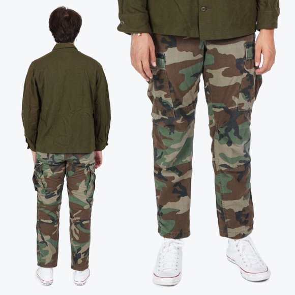 Y2K Military Army Uniform Cargo Pockets Khaki Pants - Picture 2 of 3